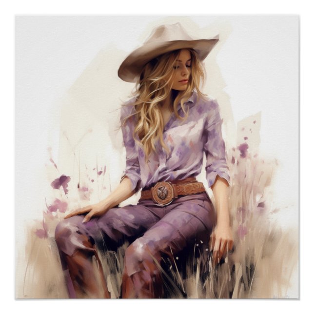 Prairie Pastels: Cowgirl Wall Art Poster (Vorderseite)