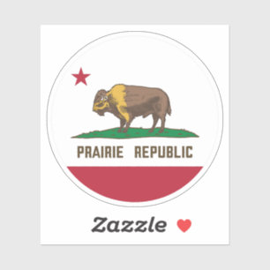 Prairie Republic Bison Flag Große Ebenen Aufkleber