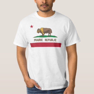 Prairie Republic Bison Flag Große Ebenen T-Shirt