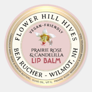 PRAIRIE ROSE Candelilla Wachs Lippe Balm Etikett Runder Aufkleber