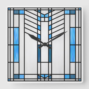 Prairie School Style Interpretation Nr. 1 Quadratische Wanduhr