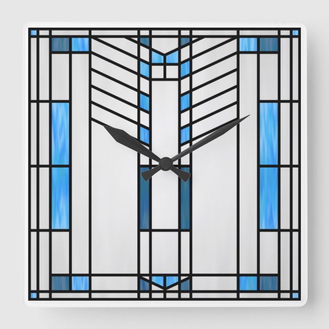 Prairie School Style Interpretation Nr. 1 Quadratische Wanduhr (Vorderseite)