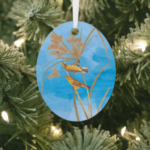 Prairie Warbler Audubon Yellow Bird Ornament Aus Metall