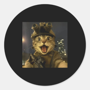 Praktische Katzen-Meme  Runder Aufkleber
