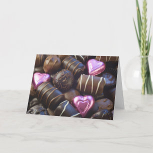 Pralinen mit rosa Folie Feiertagskarte