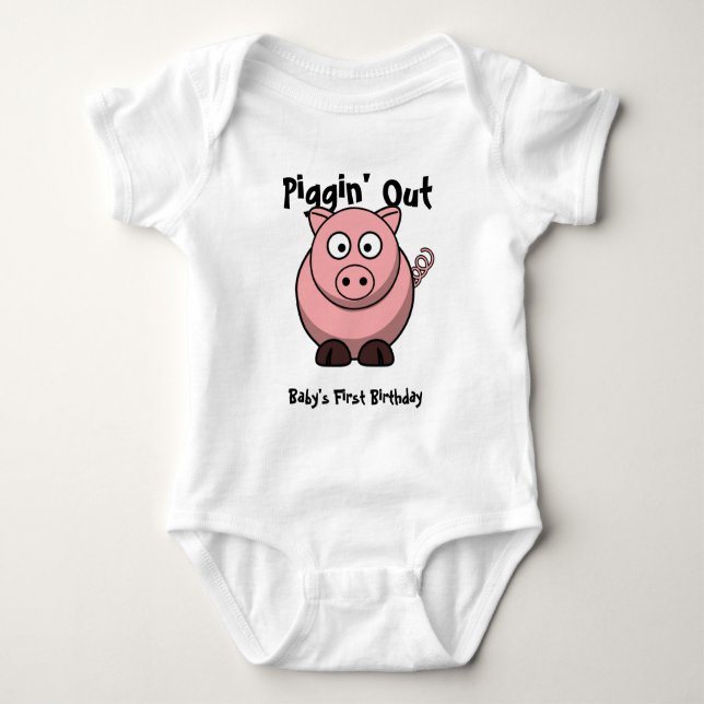 Pralles rosa Piggy Baby-T-Shirt Baby Strampler (Vorderseite)