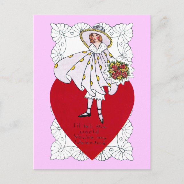 Prallplatte, Herzund DoilyVintager Valentine Feiertagspostkarte (Vorderseite)