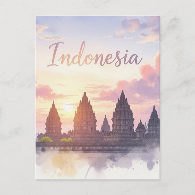 Prambanan Temple Indonesia Sunset Postkarte (Vorderseite)