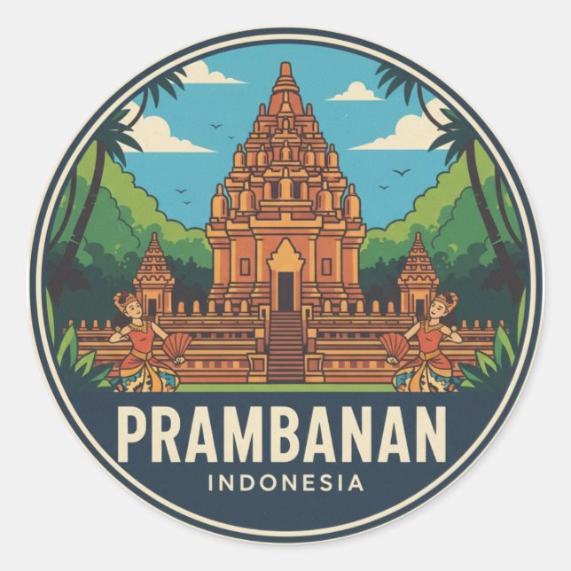 Prambanan Temple Indonesia UNESCO Runder Aufkleber (Vorderseite)