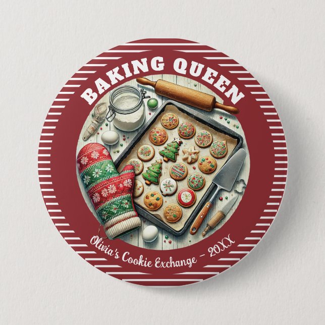 Prämie für das Backen des Queen Holiday Cookies Button (Vorderseite)