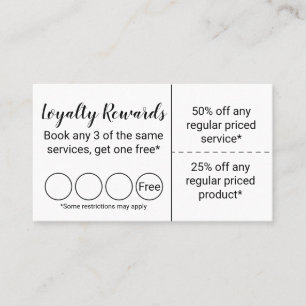 Prämien für Loyalität und Rabatt Visitenkarte