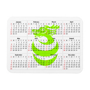 Prämien-Magnet Drache des Kalenders hellgrüner Magnet