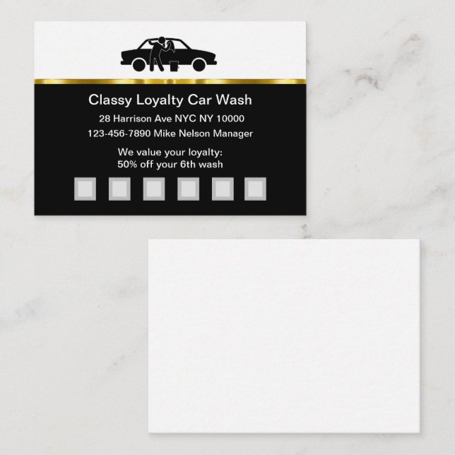 Prämienkarten für Classy Car Wash Kundentreue Treuekarte (Vorne/Hinten)