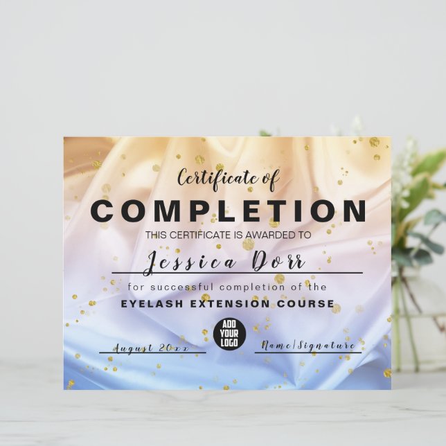 Prämienzertifikat für Blauen und Gold-Glitzer (Stehend Vorderseite)