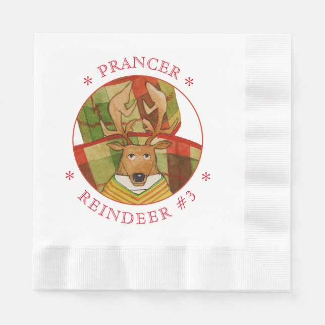 PRANCER REINDEER geprägtes Mittagsmagazin Napkins Serviette (Vorderseite)