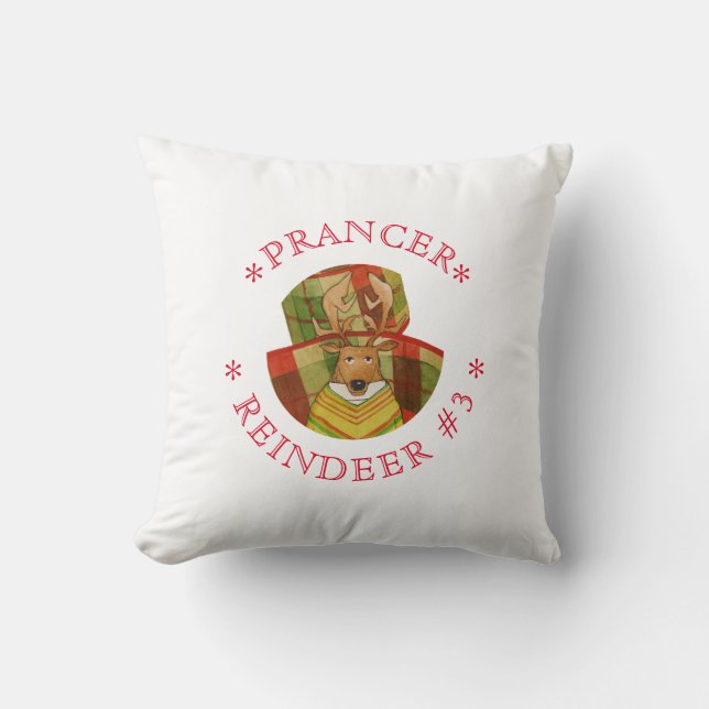 PRANCER REINDEER Quadratzoll Kissen (Vorderseite)