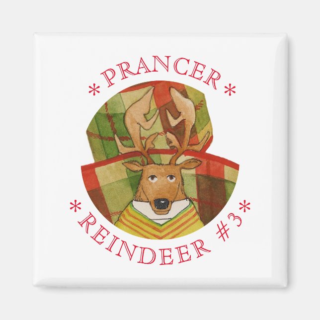PRANCER REINDEER Square Magnet (Vorne)