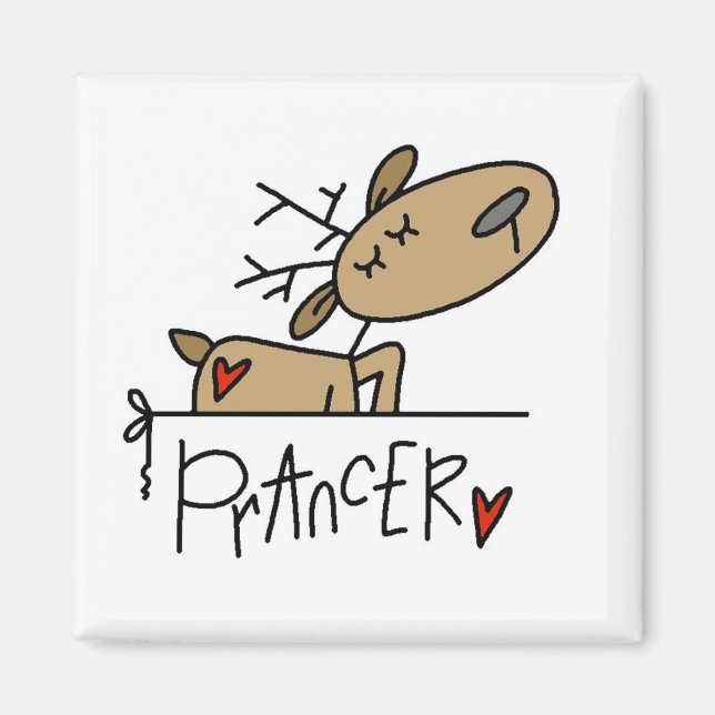Prancer Rentier Weihnachtsgeschenke und T - Shirt Magnet (Vorne)