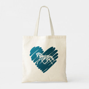 Prancing Pony Blue Heart Scribble Design Tragetasche