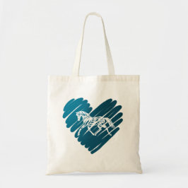 Prancing Pony Blue Heart Scribble Design Tragetasche
