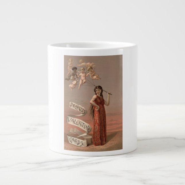 Prang's Valentine Cards AD, Woman & Cherubs Jumbo-Tasse (Vorderseite)