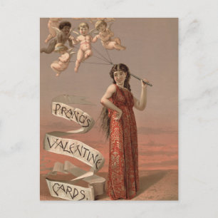 Prang's Valentine Cards AD, Woman & Cherubs Postkarte