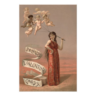Prang's Valentinskarten Werbung, Frau & Cherubs Fotodruck