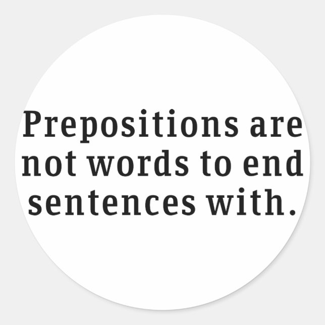 Präpositionen Runder Aufkleber (Vorderseite)
