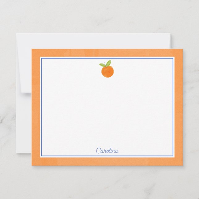Präppy Citrus Frucht Orange & Blue Note Card Mitteilungskarte (Vorderseite)