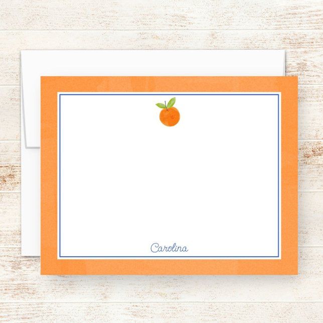 Präppy Citrus Frucht Orange & Blue Note Card Mitteilungskarte (Von Creator hochgeladen)