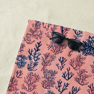 Präppy Coral Blue Muster Strandtuch