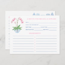 Präppy Pink Blue Orchid Brautparty Rezept Karten