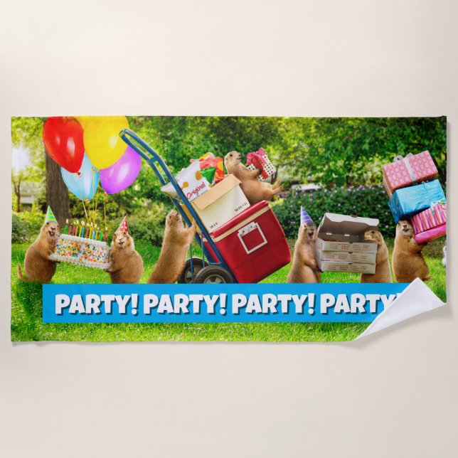 Präriehund-Geburtstagsfeier Strandtuch (Vorderseite)