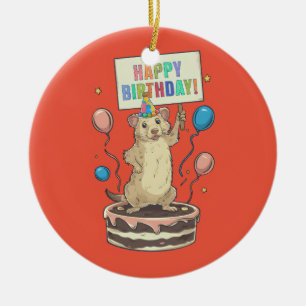 Präriehund stehend auf Kuchen-Glückszeichen Keramik Ornament