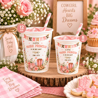 Prärieprinzessin Western-Baby-Party Pappbecher