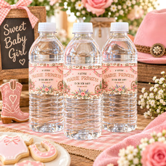 Prärieprinzessin Western-Baby-Party  Wasserflaschenetikett