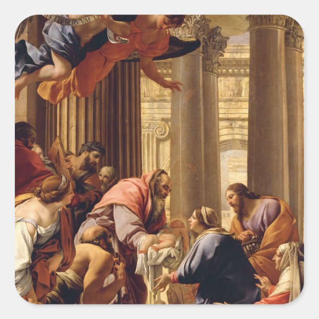 Präsentation im Tempel Quadratischer Aufkleber (Vorderseite)