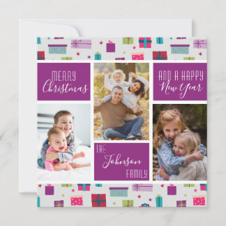 Präsentiert Frohe Weihnachts-Familie Foto Collage Feiertagskarte
