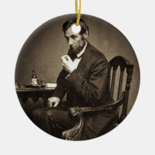 PRÄSIDENT ABRAHAM LINCOLN 1862 STEREOVIEW KERAMIKORNAMENT