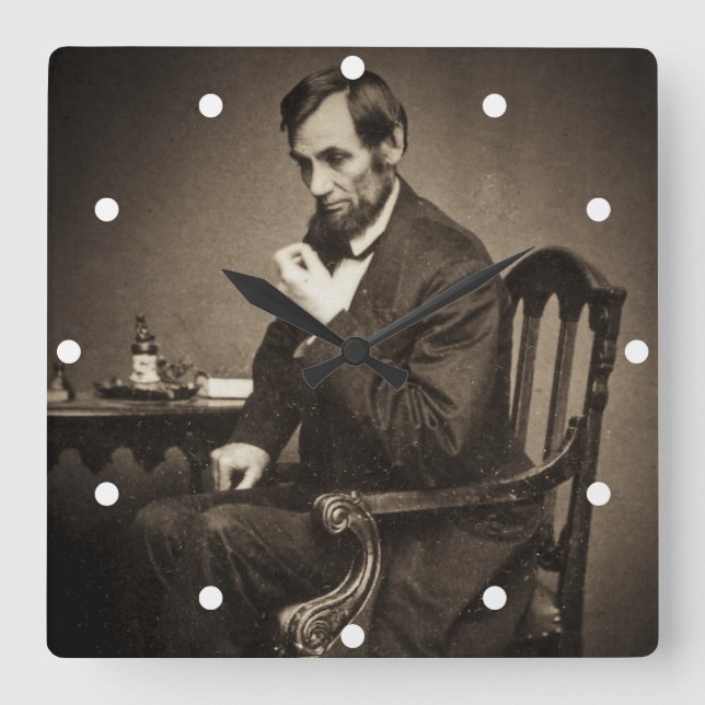 PRÄSIDENT ABRAHAM LINCOLN 1862 STEREOVIEW QUADRATISCHE WANDUHR (Vorderseite)