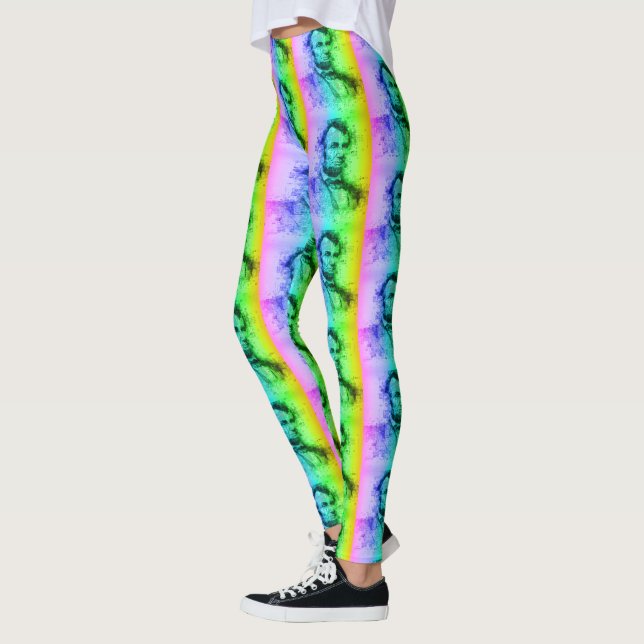Präsident Abraham Lincoln Funny Rainbow Typografy Leggings (Links)