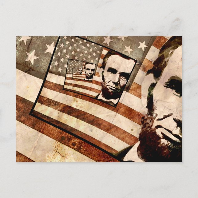 Präsident Abraham Lincoln Patriotic Flag Postkarte (Vorderseite)