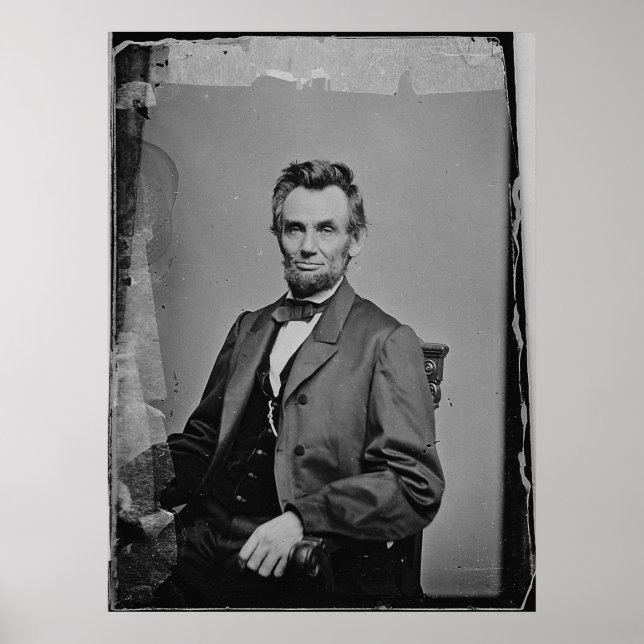 Präsident Abraham Lincoln Portrait von Mathew Brad Poster (Vorne)