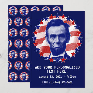 Präsident Abraham Lincoln Sterne und Streifen Einl Einladung