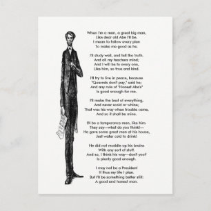 Präsident Abraham Lincoln Tribute Vintag Gedicht Postkarte