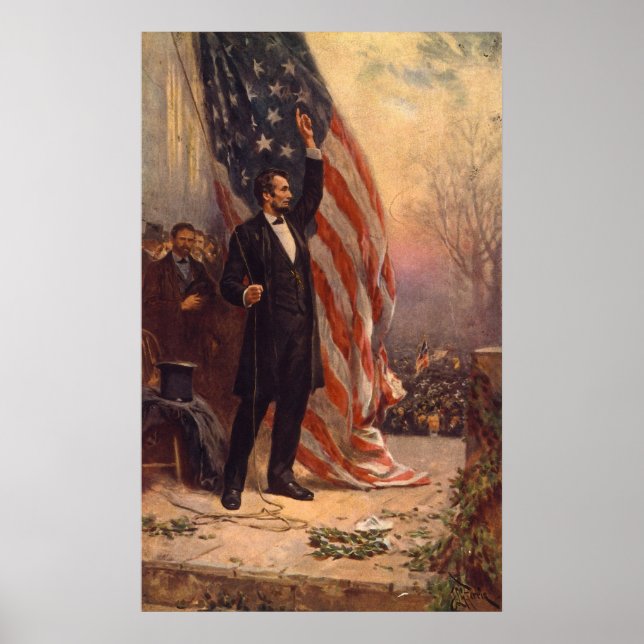 Präsident Abraham Lincoln unter amerikanischer Fla Poster (Vorne)