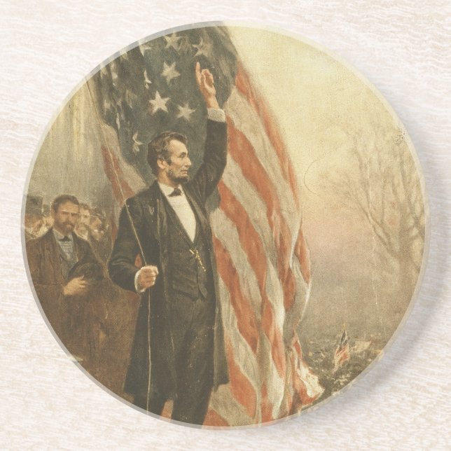 Präsident Abraham Lincoln unter der amerikanischen Sandstein Untersetzer (Vorne)