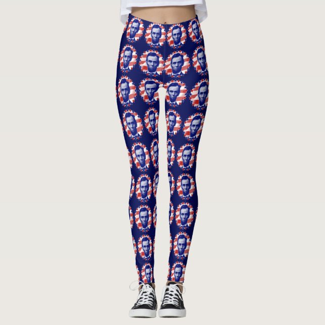 Präsident Abraham Lincoln US Flagge Leggings (Vorderseite)