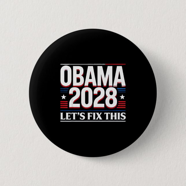 Präsident Barack Obama 2028 Rtrait Patriotischer D Button (Vorderseite)