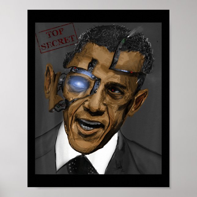 Präsident Barack Obama Evil Cool Robot Poster (Vorne)